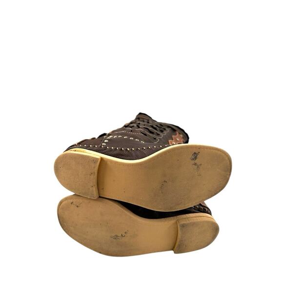 Hector Riccione Italy Indianini Boots Brown Fur Trim Studs Handmade Penny Lane 7 - Picture 15 of 16